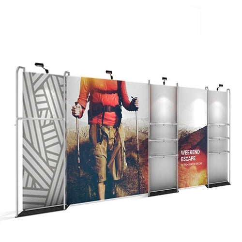 19ft x 8ft Waveline Merchandiser Kit 04 | Tension Fabric Display | expogoods.com